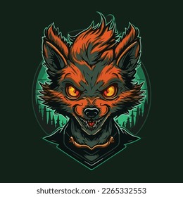 Cute werewolves vector art illustration design