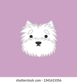 Cute West Highland Terrier Dog Head Cartoon Vector Illustration