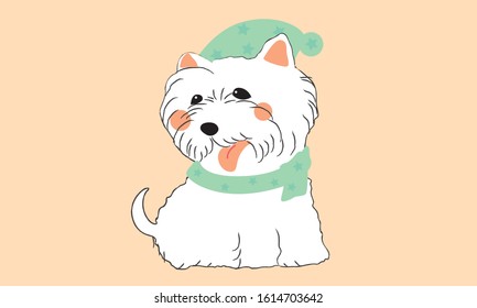 Cute westie terrier dogs cartoon vector