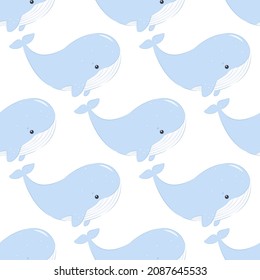 Cute whale and air balloon seamless pattern for children