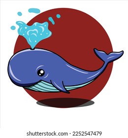 a cute whale art illustration design isolated