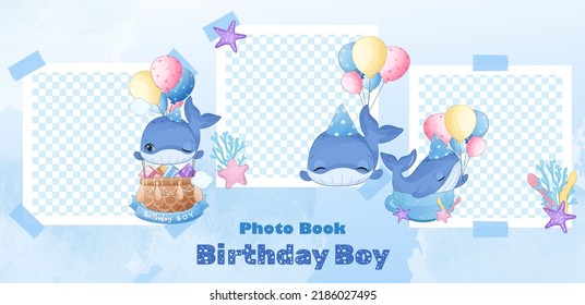 cute whale birthday baby boy photo book