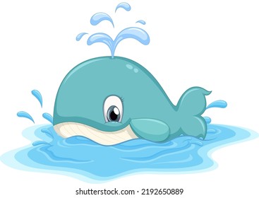 Cute whale cartoon character illustration