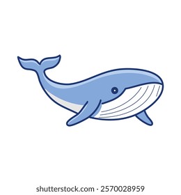 Cute whale cartoon icon vector illustration design graphic flat style blue color