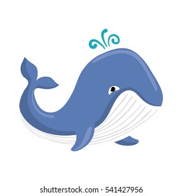 Cute whale cartoon icon vector illustration graphic design