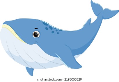 Caricatura de ballena corta aislada en fondo blanco