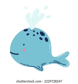 cute whale cartoon isolated on white background.