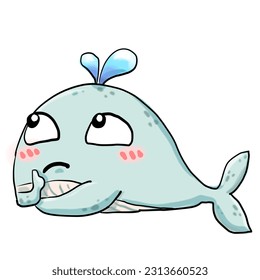 cute whale cartoon isolated on white background.