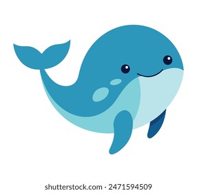 cute whale cartoon isolated on white background