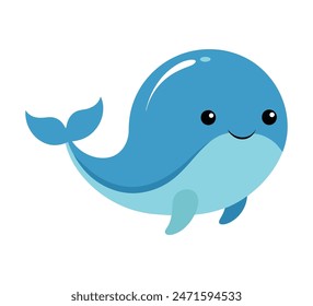 cute whale cartoon isolated on white background