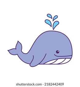 cute whale cartoon isolated . vector illustration