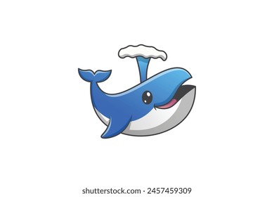 cute whale cartoon, marine mammal vector