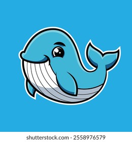 Cute Whale Cartoon Mascot Illustration Design