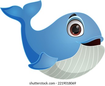 Cute whale cartoon on white background