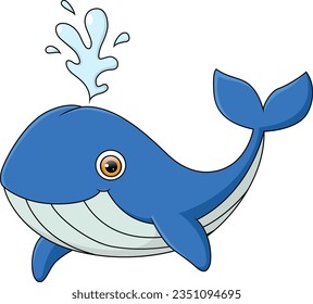Cute whale cartoon on white background