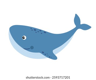 Cute whale, cartoon sea animal character isolated illustration, hand drawn vector clipart for kids