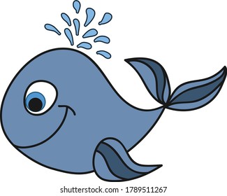 Cute Whale cartoon vector art and illustration
