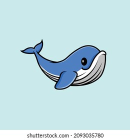 Cute Whale Cartoon Vector Icon Illustration. Animal Icon Concept Isolated Premium Vector. Flat Cartoon Style