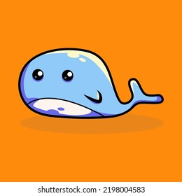 Cute whale cartoon vector icon illustration. Animal Nature Icon Concept. Isolated Premium Vector. Flat Cartoon Style
