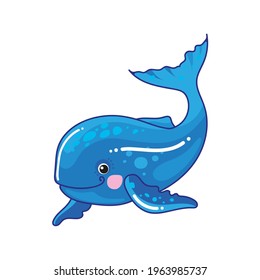 Cute whale. Cartoon whale vector illustration isolated on white background. Sea theme icon