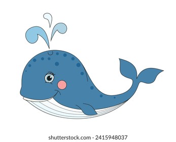 Caricatura de ballena. Ilustración vectorial.