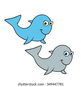  Cute Whale Cartoon Vector Illustration.