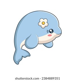 Cute Whale Character Design Illustration