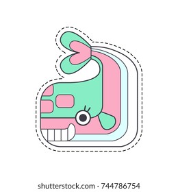 Cute whale colorful cloth patch, applique for decoration kids clothing cartoon vector Illustration