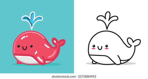 A Cute Whale doll cartoon Illustration for design element or coloring book element