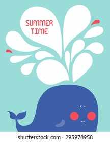 Cute whale with drops