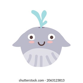 cute whale face icon isolated