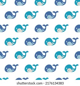 Cute Whale Family Vector Graphic Cartoon Art Seamless Pattern can be use for background and apparel design