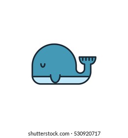 Cute Whale Fish Vector Logo Design Element