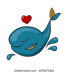 Cute whale with heart