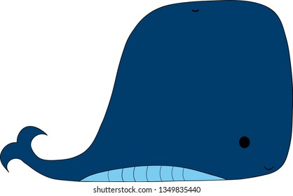 Cute whale icon isolated vector illustration on white transparent background