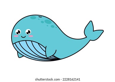 cute whale icon on white background