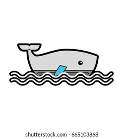 cute whale isolated icon
