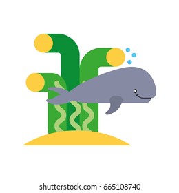 cute whale isolated icon