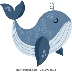 Cute whale isolated on white