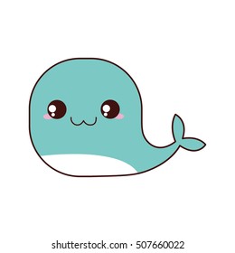 cute whale kawaii style vector illustration design