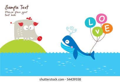 cute whale loves boar