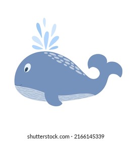Cute Whale Marine Animal Simple Flat Stock Vector (Royalty Free ...