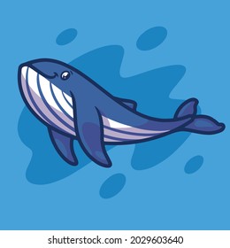 Cute whale mascot illustration design