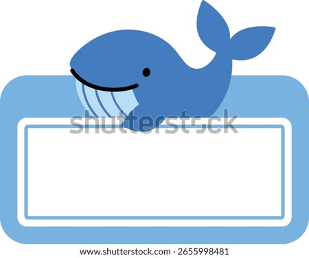 Cute whale name tag label. Perfect for preschool supplies, kindergarten labels, planner stickers, memo pads, or personalized organization tags.