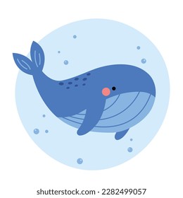 Ballena. Carácter animal marino. Ilustración del vector