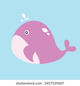 Cute whale. Cute ocean animal character. Vector illustration