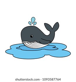 cute whale in the ocean character