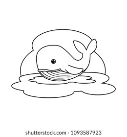 cute whale in the ocean character