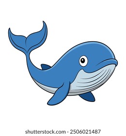 cute whale on white background. animal cartoon vector illustration