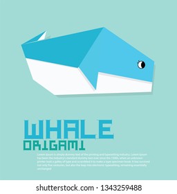 Cute whale origami style vector illustration. simple shape animal drawing for greeting card or decoration poster